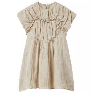 Zara Beige Linen Heart Dress Size 6 Girls